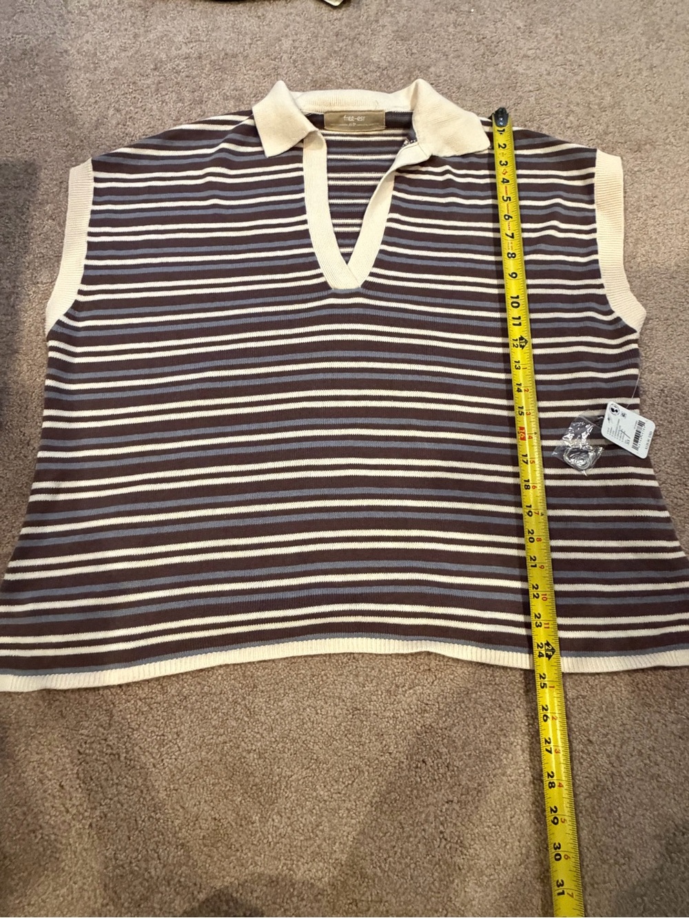 NWT new XS fits small medium free people free-est sleeveless polo sweater stripe